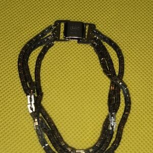 Coro Silver and Black Triple Chain Bracelet